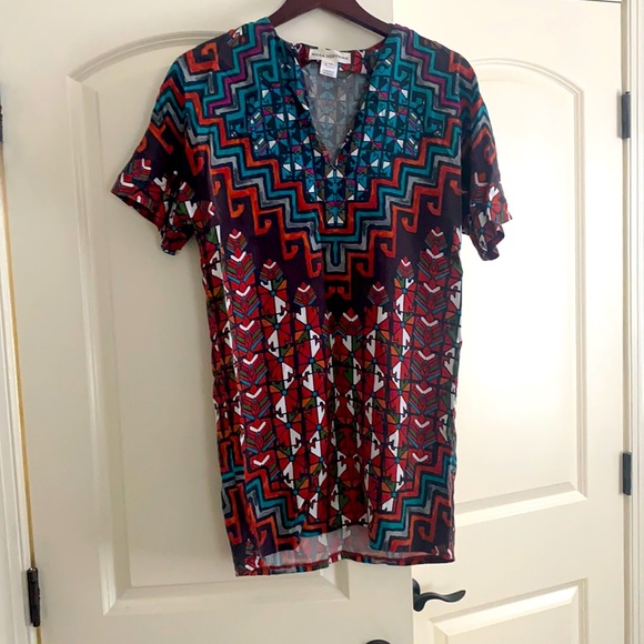 Mara Hoffman tribal print short sleeves top xs - Picture 1 of 5